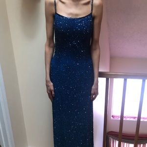 Cache blue hombre beaded gown